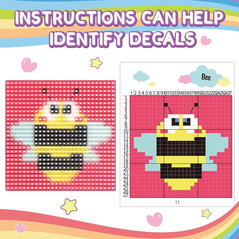 Caydo 8-in-1 Cross Stitch Kit for Beginners Kids, Includes 8 PCS Plastic Canvas with Pre-Patterns, 13 Colors Threads, Instructions, Embroidery Needles for Beginners Sewing - Image 3